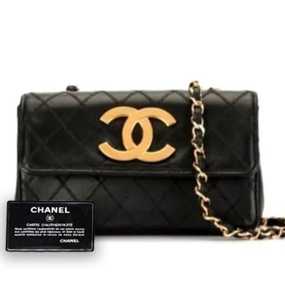 CHANEL 24K Vintage Single Flap Bag Large Coco Quilted Chain Shoulder Bag Purse - Picture 1 of 16